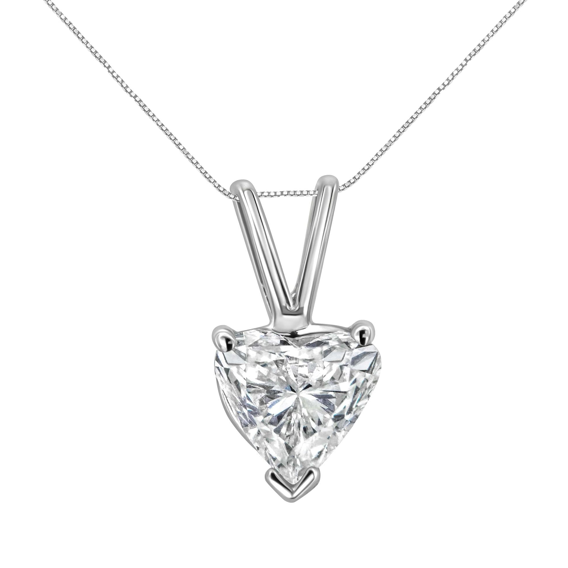 14K White Gold 3-Prong Set Heart Shaped Solitaire Lab Grown Diamond 18’’