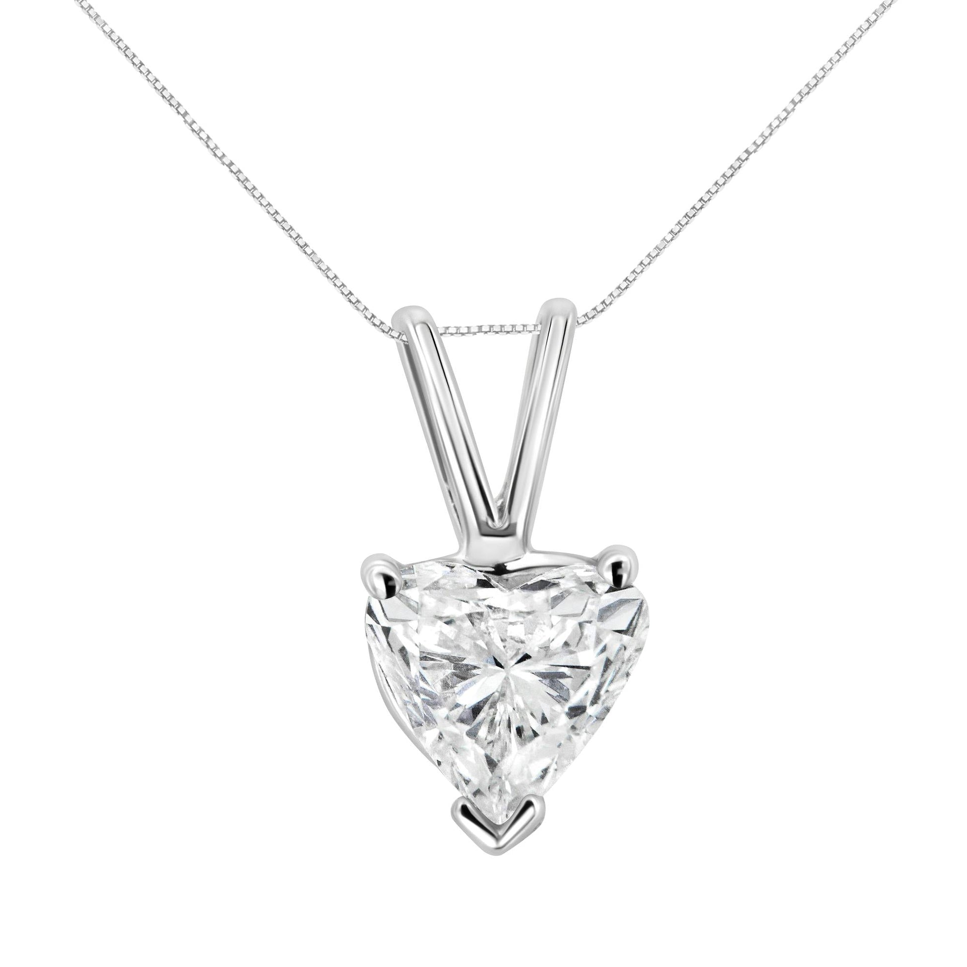 14K White Gold 3-Prong Set Heart Shaped Solitaire Lab Grown Diamond 18’’