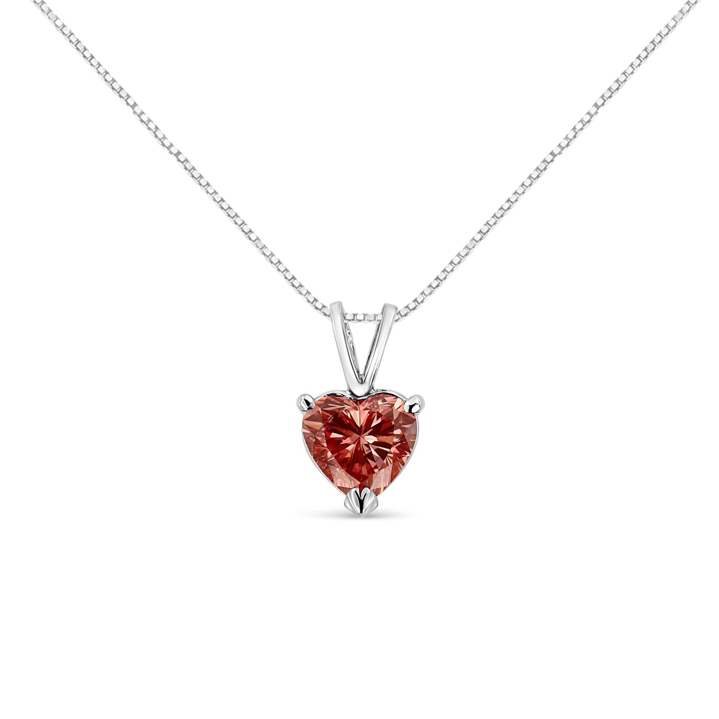 IGI Certified 14K White Gold Martini Set 1.00 Cttw Lab Grown Pink Heart Diamond