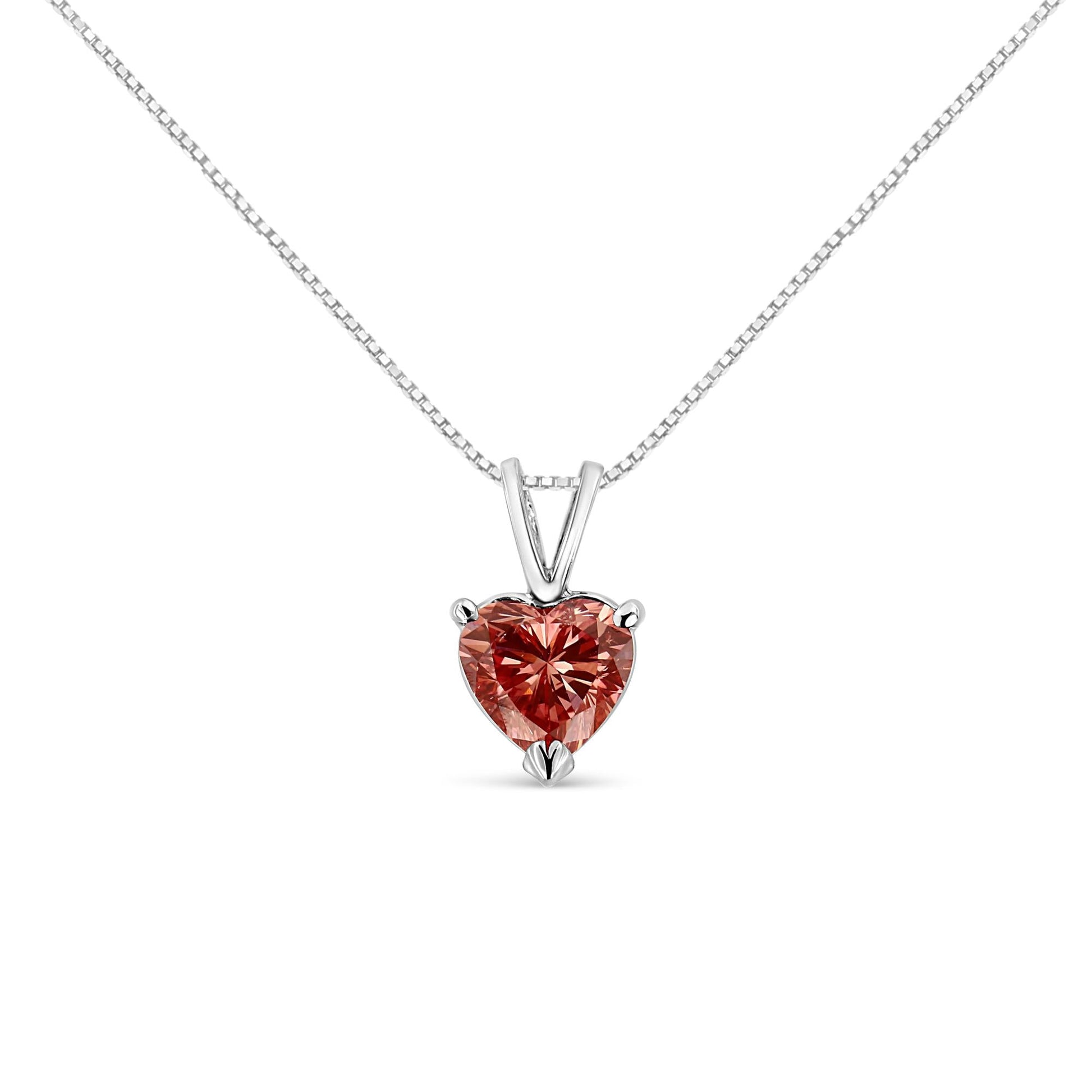 IGI Certified 14K White Gold Martini Set 1.00 Cttw Lab Grown Pink Heart Diamond