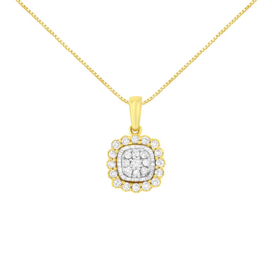 10K Yellow Gold Plated.925 Sterling Silver 1/4 Cttw Diamond 18’’ Pendant