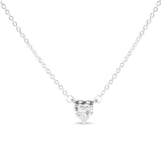 14K White Gold 1.0 Cttw Lab Grown Diamond Heart Shape Solitaire Pendant