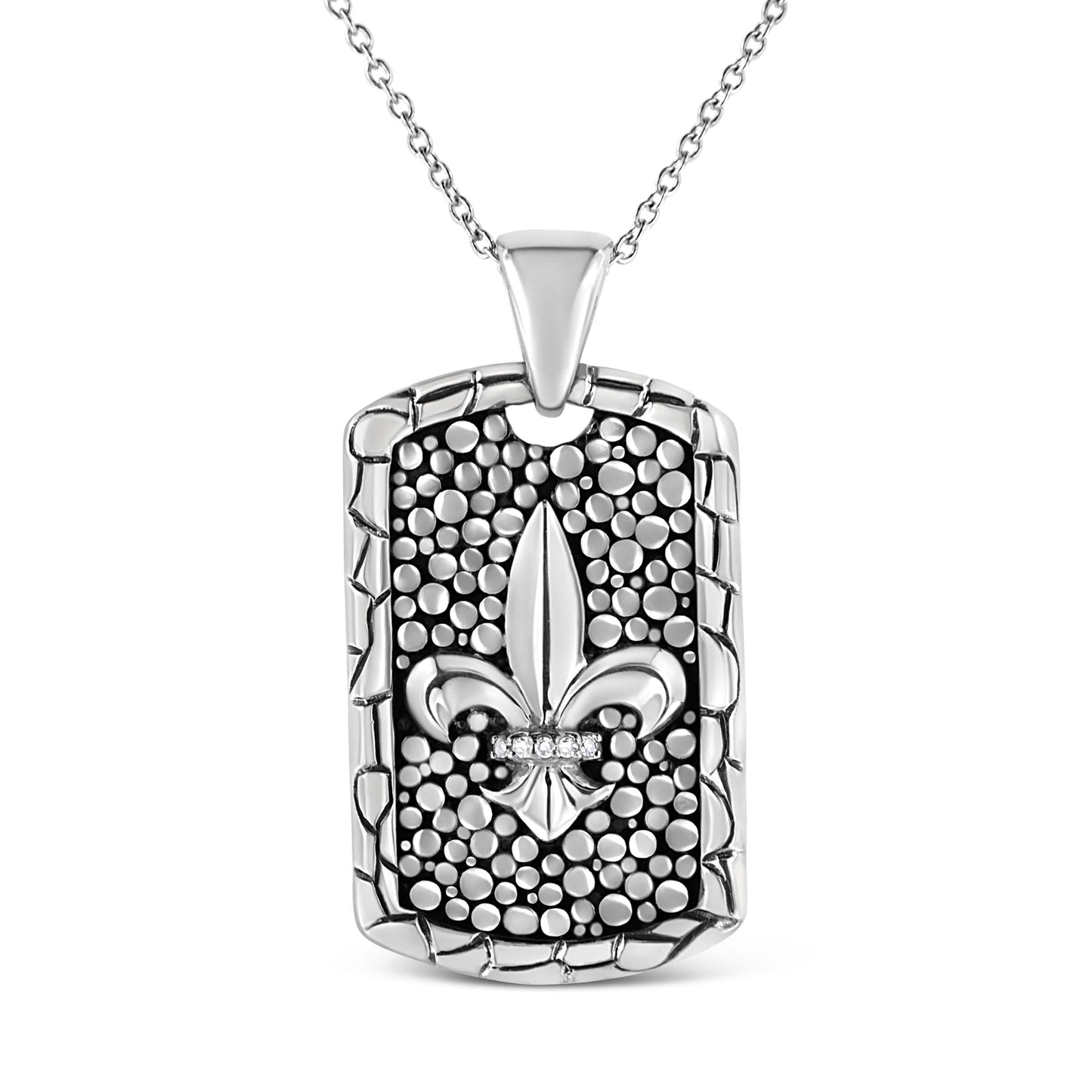 .925 Sterling Silver Invisible-Set Diamond Accent ’Fleur Di Lis’ 18’’