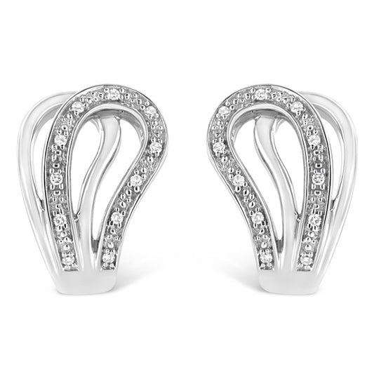 .925 Sterling Silver Pave-Set Diamond Accent Horseshoe Hoop Earring (I-J Color