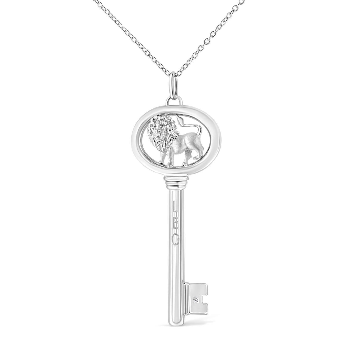 .925 Sterling Silver Diamond Accent Zodiac Key 18’’ Pendant Necklace (K-L