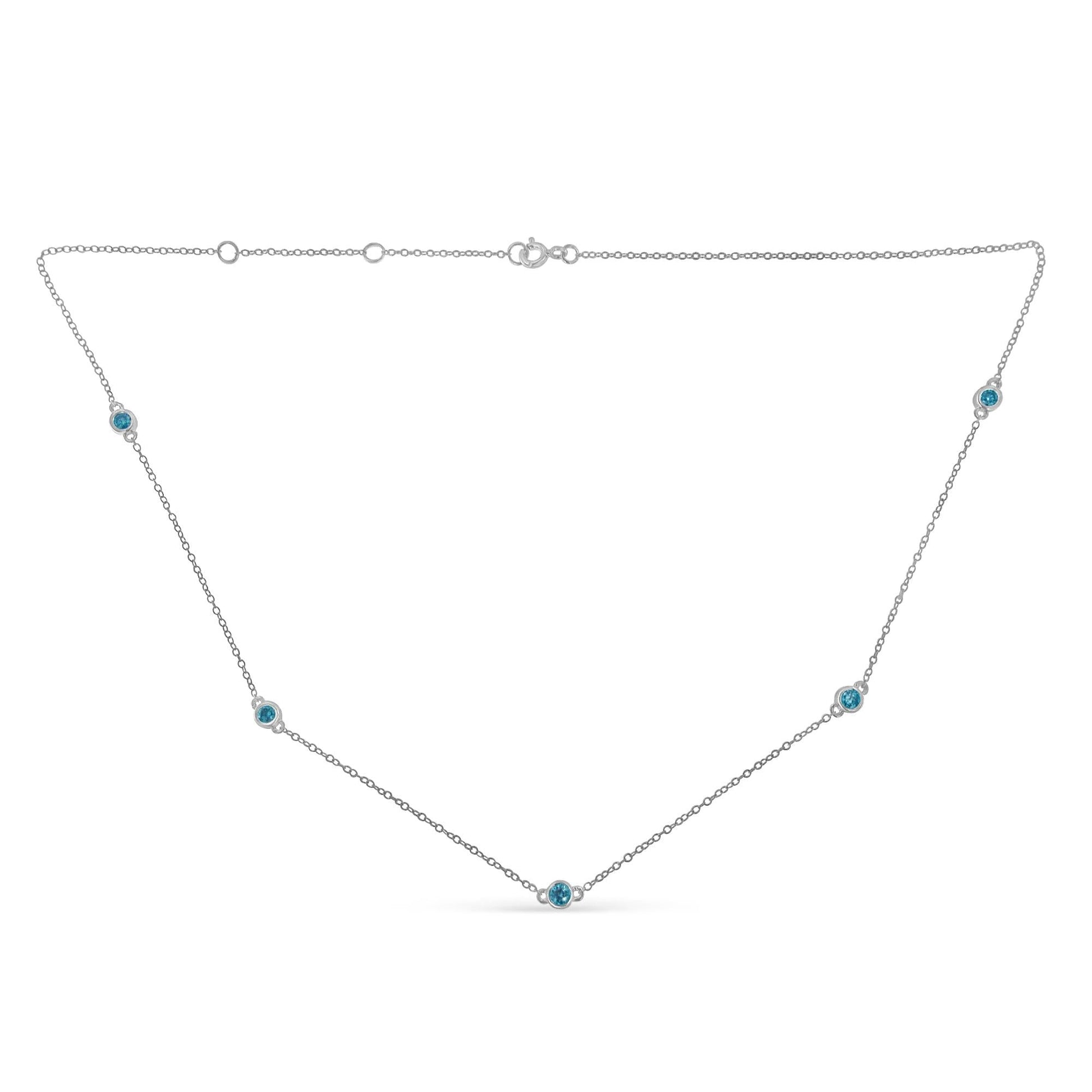 Sterling Silver Treated Diamond By Yard Necklace (1/2 cttw Blue Color I2-I3