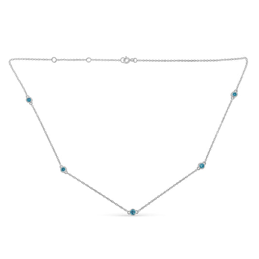 Sterling Silver Treated Diamond By Yard Necklace (1/2 cttw Blue Color I2-I3