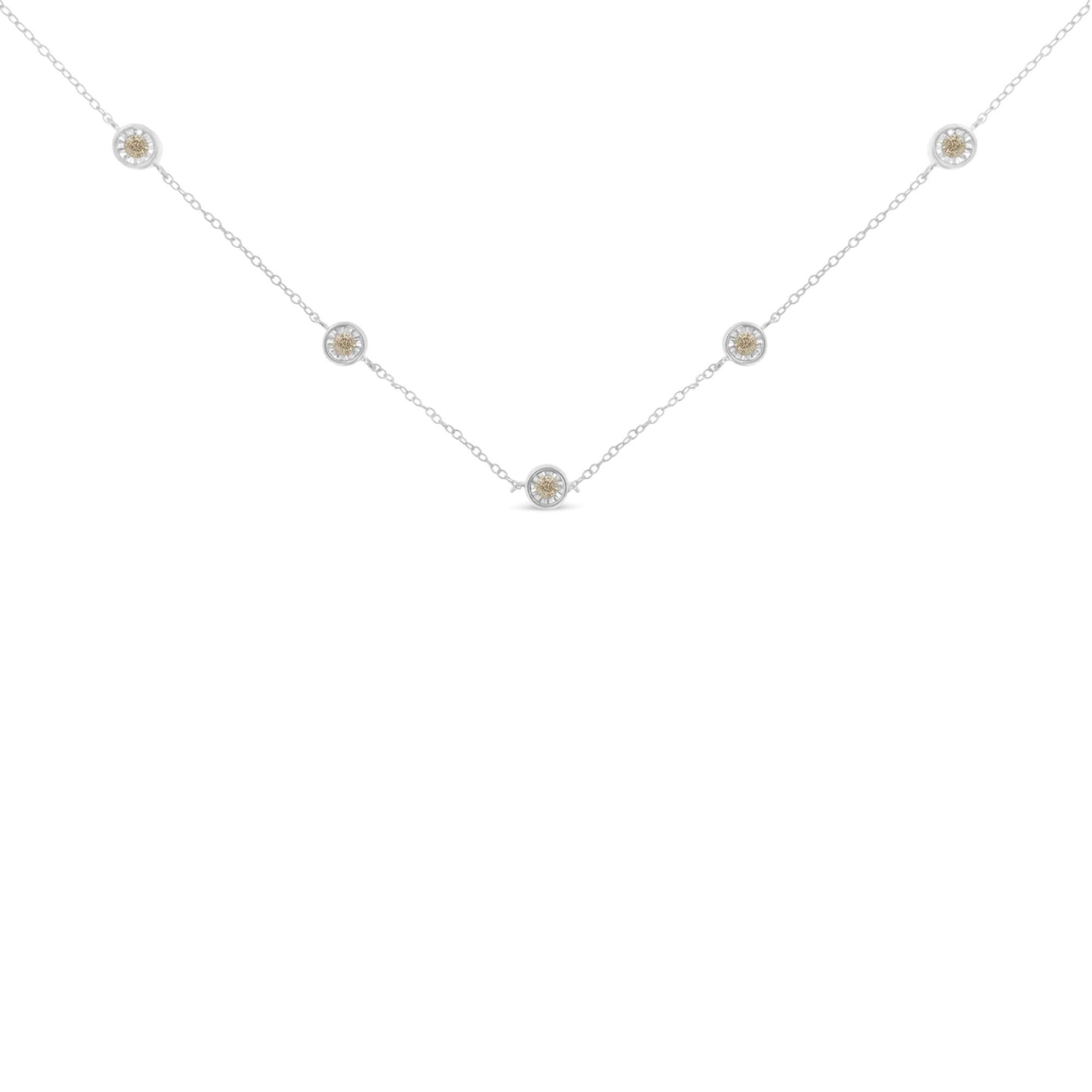 Sterling Silver Diamond Station Necklace (1/2 cttw I-J Color I1-I2 Clarity)