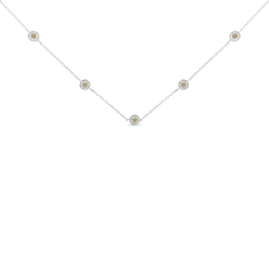 Sterling Silver Diamond Station Necklace (1/2 cttw I-J Color I1-I2 Clarity)