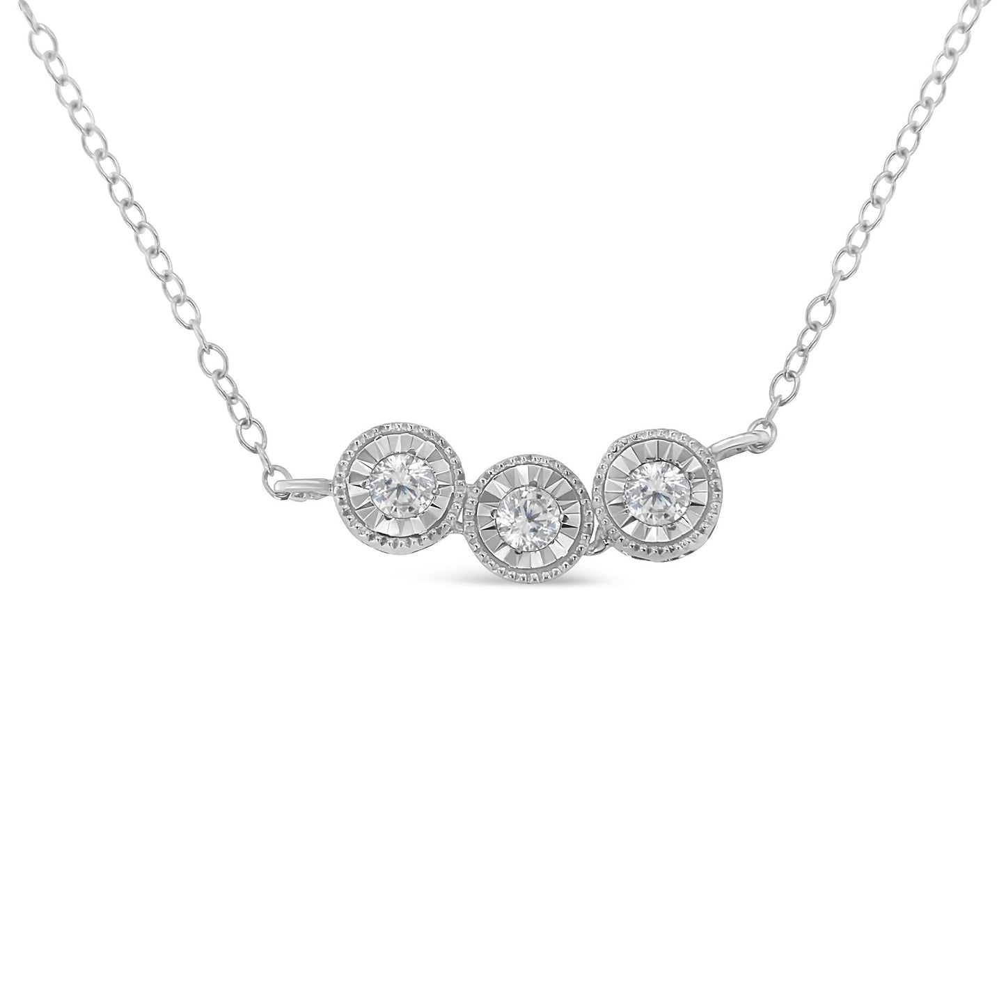 Sterling Silver Round Diamond Pendant Necklace (1/4 cttw H-I Color I2-I3