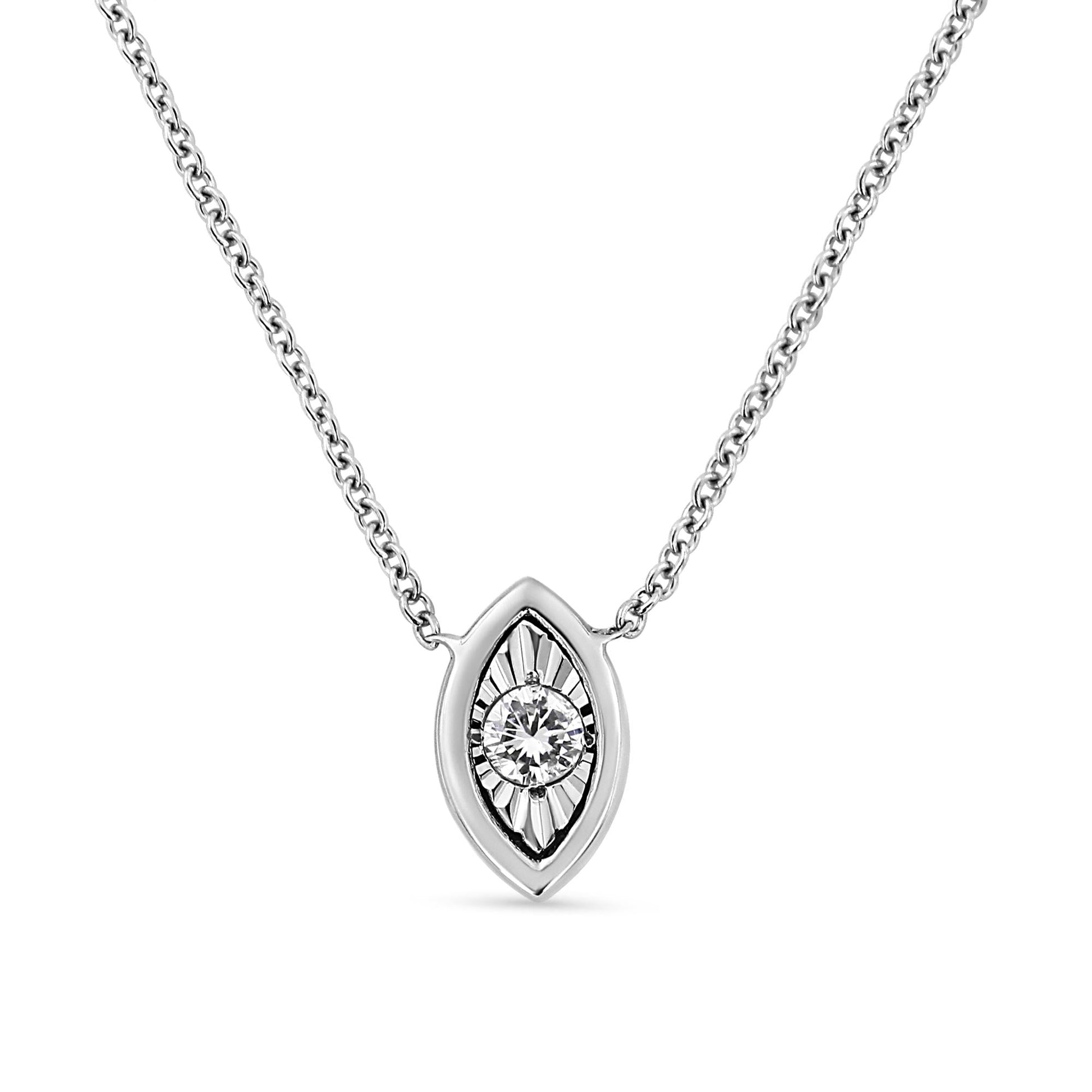 10K White Gold 1/10 Cttw Miracle Set Round-Cut Diamond 18’’ Pendant