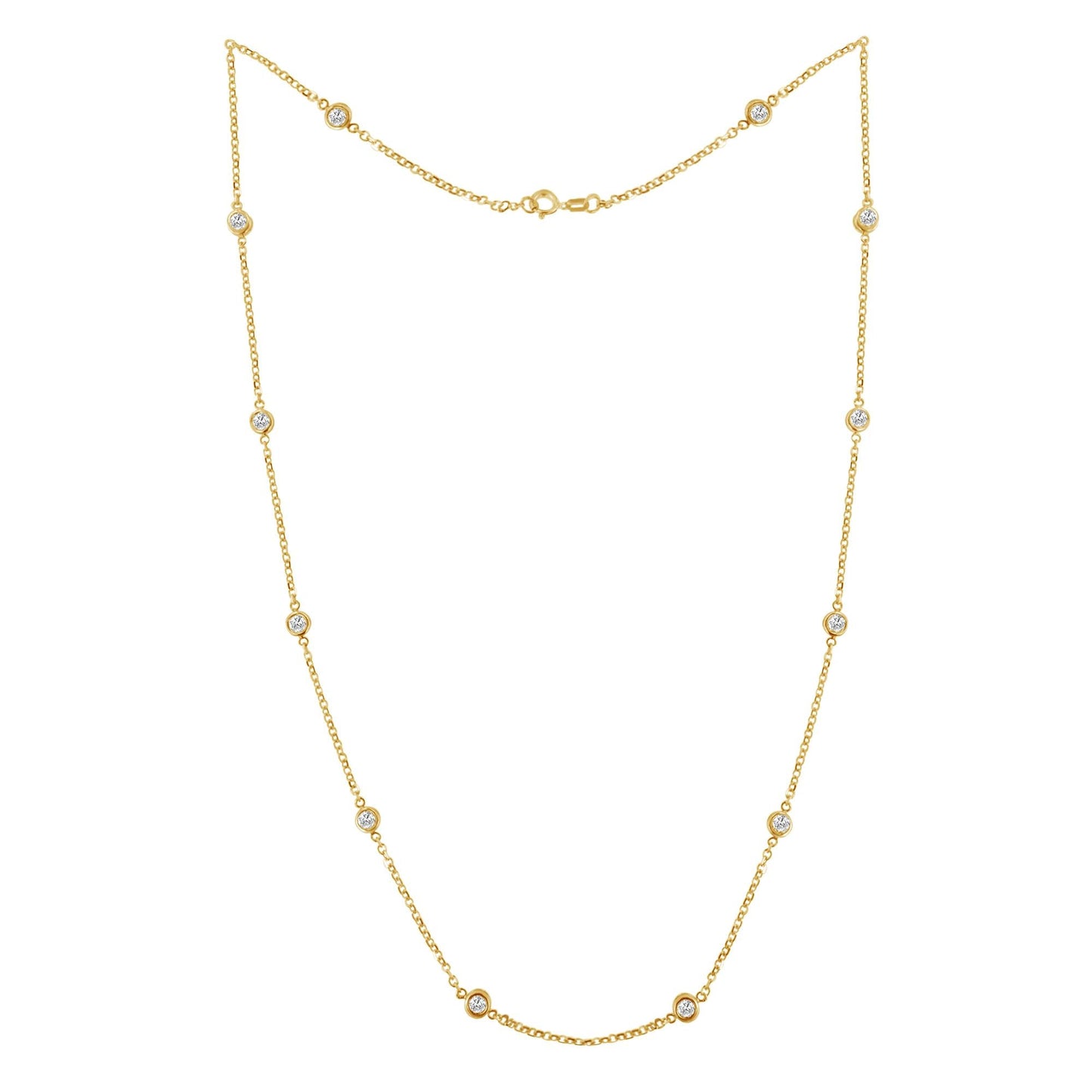 10K Gold Diamond Station Necklace (1 cttw J-K Color I1-I2 Clarity)