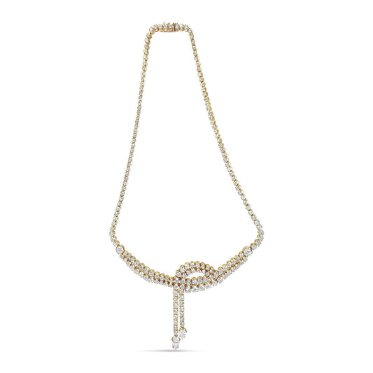 14k Yellow Gold 17.0 Cttw Diamond Double Row Lariat 18’’ Inch Tennis