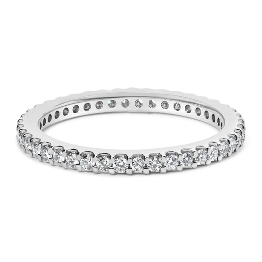 14K White Gold Shared Prong Set Round Diamond Eternity Band Ring (G-H Color