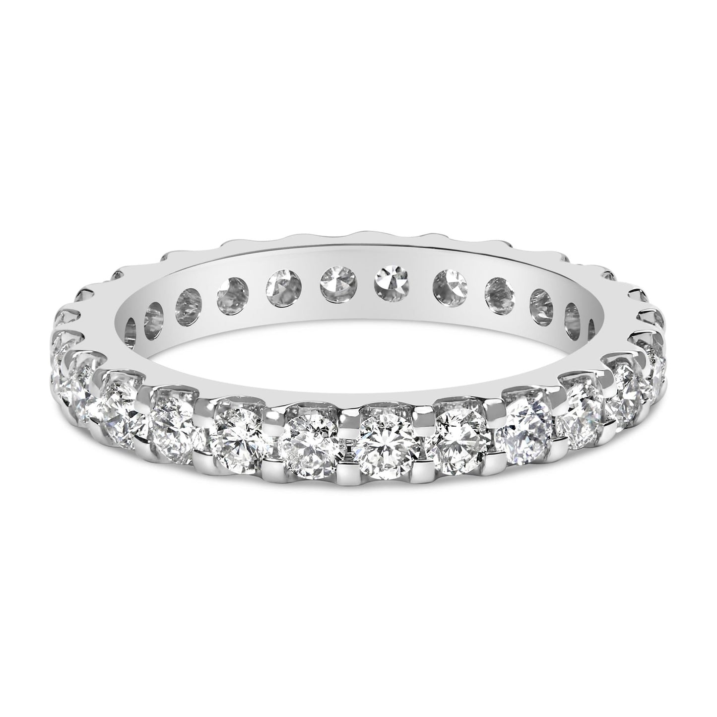 14K White Gold Shared Prong Set Round Diamond Eternity Band Ring (G-H Color, SI1-SI2 Clarity)