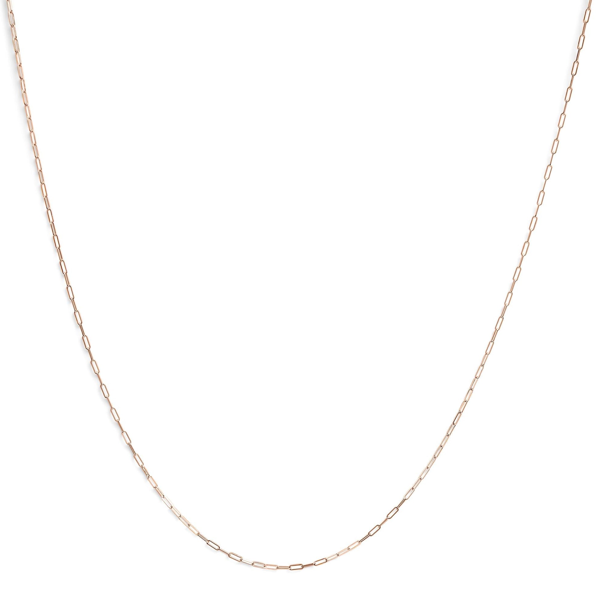 Unisex Solid 14K Gold 1.5mm Paperclip Chain Necklace - Choice of Length