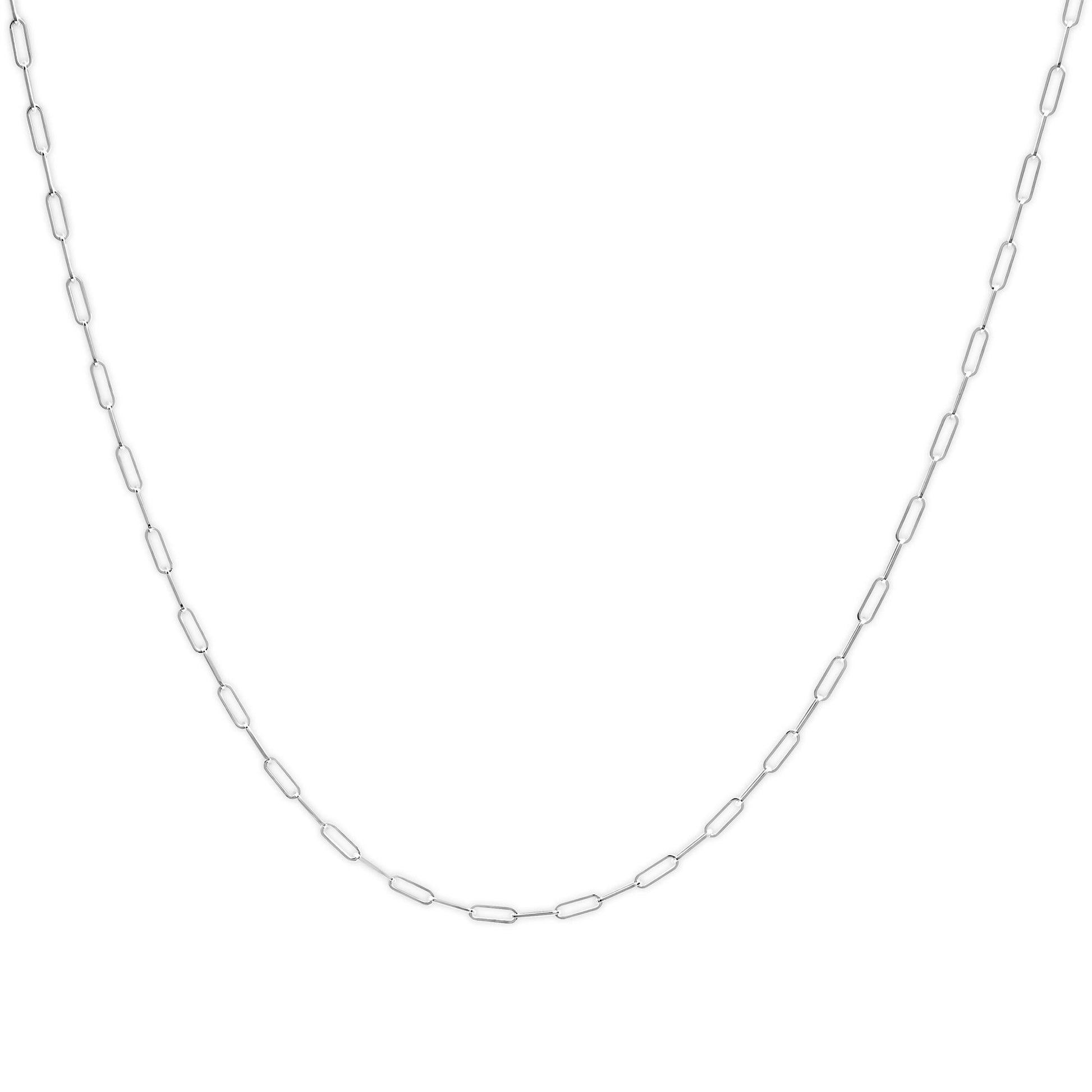 Unisex Solid 14K Gold 2.5mm Paperclip Chain Necklace - Chains/Chains/Chains