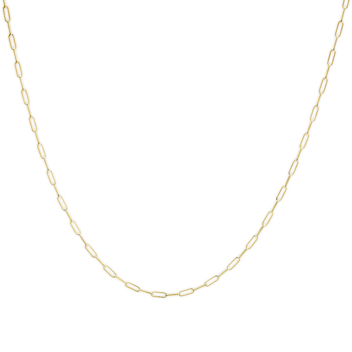 Unisex Solid 14K Gold 2.5mm Paperclip Chain Necklace - Chains/Chains/Chains