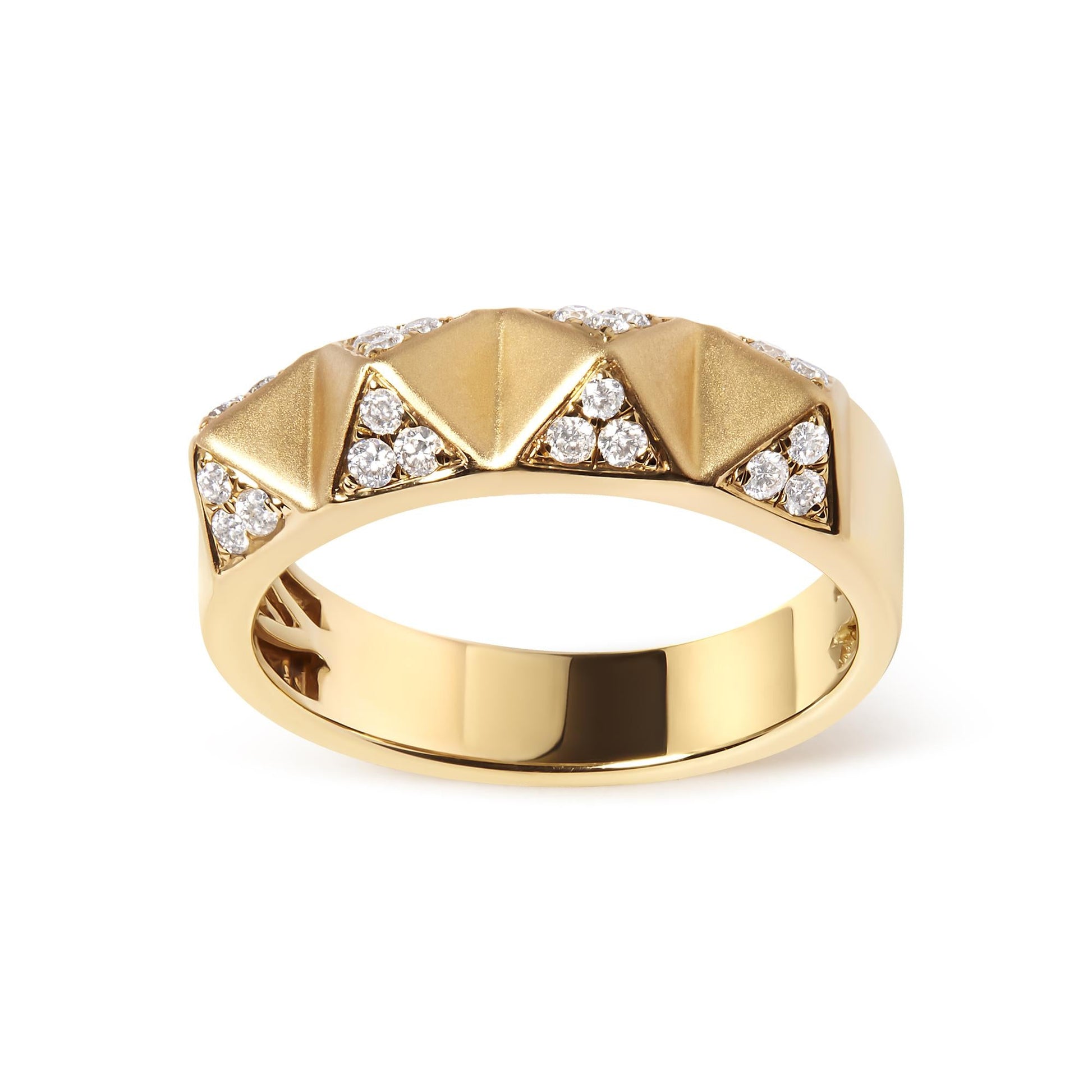 14K Yellow Gold 1/4 Cttw White Diamond Pyramid Band Ring (G-H Color SI1-SI2