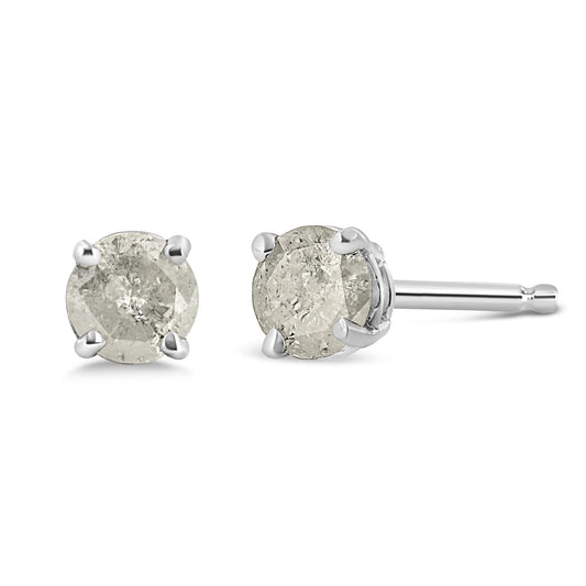 .925 Sterling Silver 4-Prong Round-cut ’Salt and Pepper’ Diamond Classic