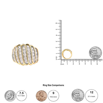 10 Yellow Gold 2.00 Cttw Diamond Multi Row Cocktail Band Ring (i-j Color I1-i2 Clarity) - Fine Jewelry us Direct