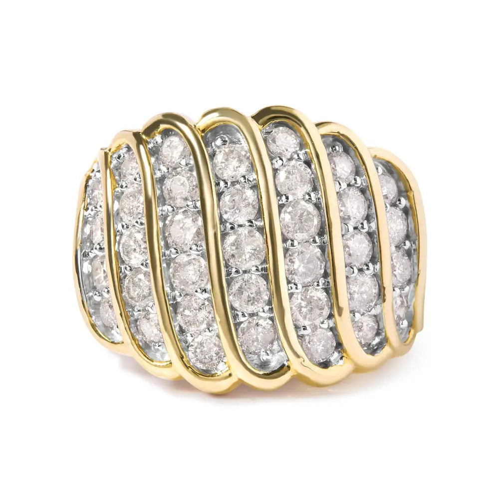 10 Yellow Gold 2.00 Cttw Diamond Multi Row Cocktail Band Ring (i-j Color I1-i2 Clarity) - Fine Jewelry us Direct