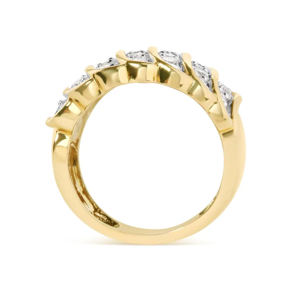 10 Yellow Gold 2.00 Cttw Diamond Multi Row Cocktail Band Ring (i-j Color I1-i2 Clarity) - Fine Jewelry us Direct