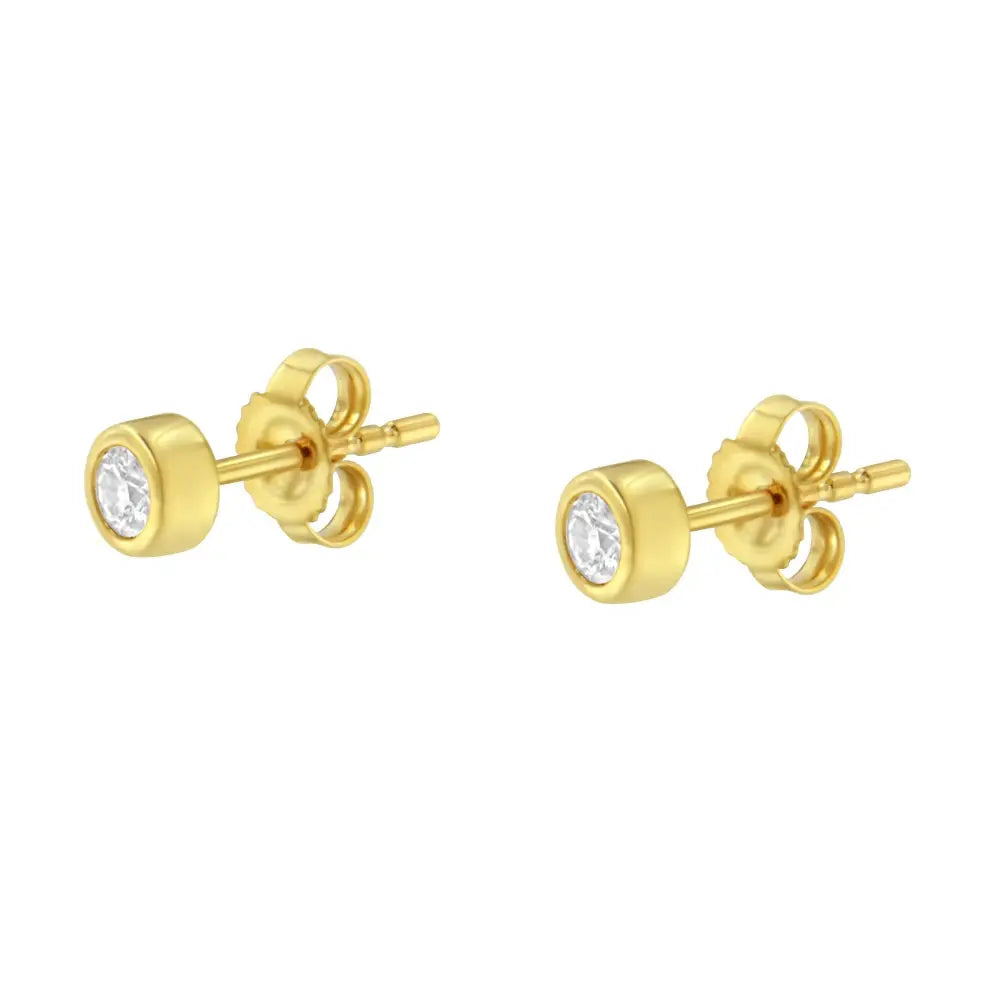 10k Gold 0.15 Cttw Round Brilliant-cut Near Colorless Diamond Bezel-set Stud Earrings (h-i Color I1-i2 Clarity) - Fine