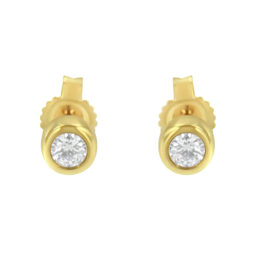 10k Gold 0.15 Cttw Round Brilliant-cut Near Colorless Diamond Bezel-set Stud Earrings (h-i Color I1-i2 Clarity) - Fine