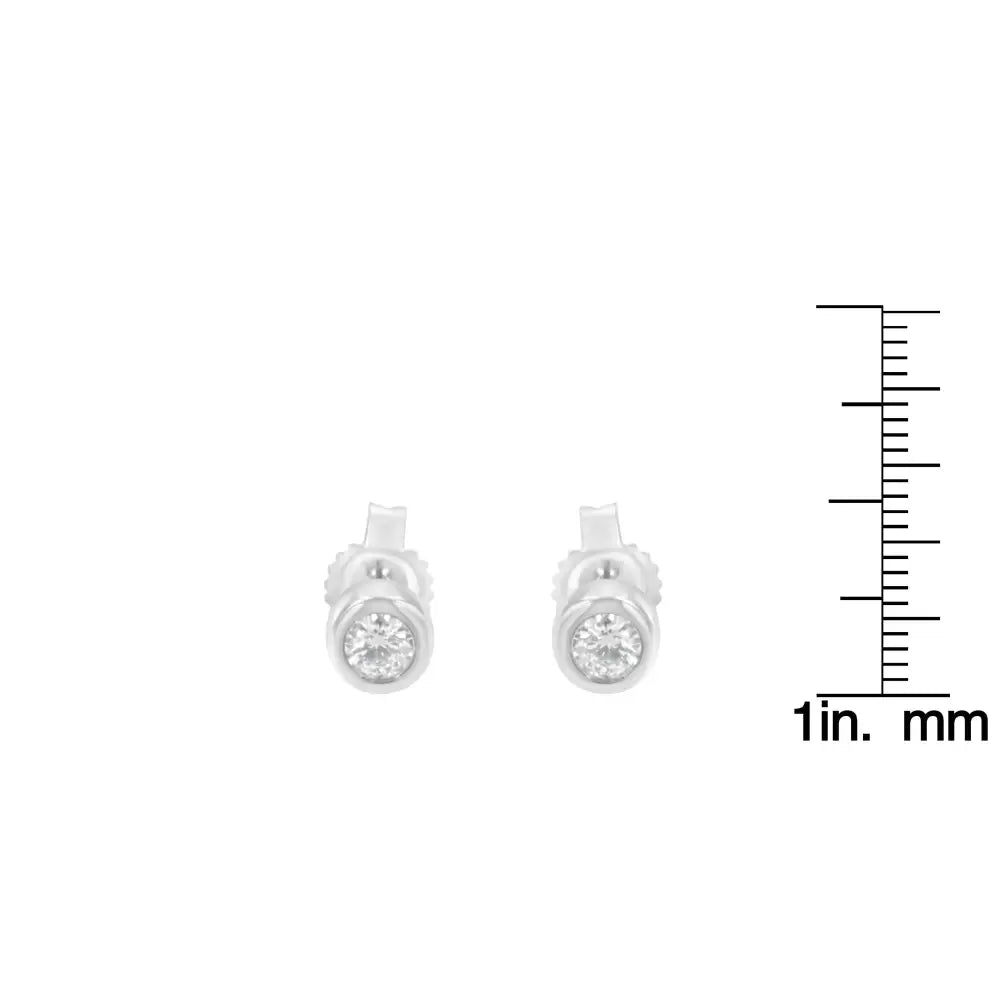 10k Gold 0.15 Cttw Round Brilliant-cut Near Colorless Diamond Bezel-set Stud Earrings (h-i Color I1-i2 Clarity) - Fine