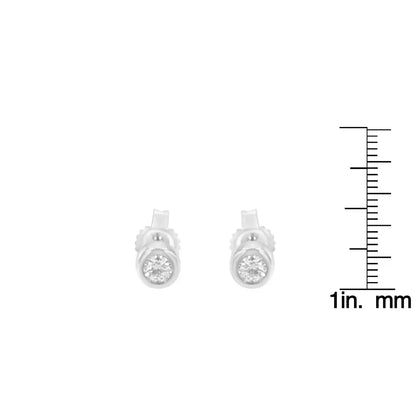 10k Gold 0.15 Cttw Round Brilliant-cut Near Colorless Diamond Bezel-set Stud Earrings (h-i Color I1-i2 Clarity) - Fine