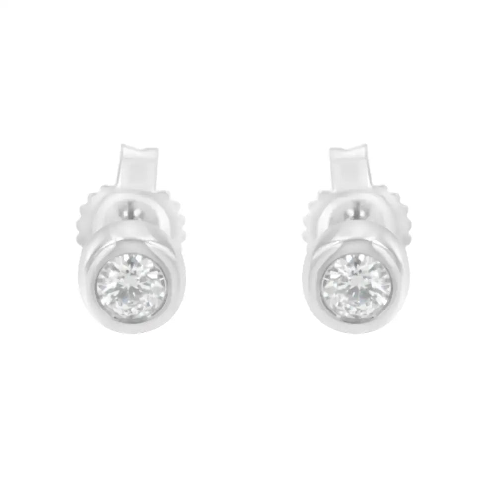 10k Gold 0.15 Cttw Round Brilliant-cut Near Colorless Diamond Bezel-set Stud Earrings (h-i Color I1-i2 Clarity) - Fine