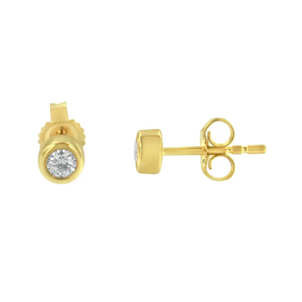 10k Gold 0.15 Cttw Round Brilliant-cut Near Colorless Diamond Bezel-set Stud Earrings (h-i Color I1-i2 Clarity) - Fine