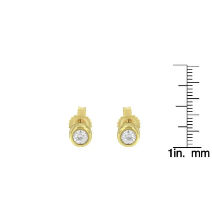 10k Gold 0.15 Cttw Round Brilliant-cut Near Colorless Diamond Bezel-set Stud Earrings (h-i Color I1-i2 Clarity) - Fine