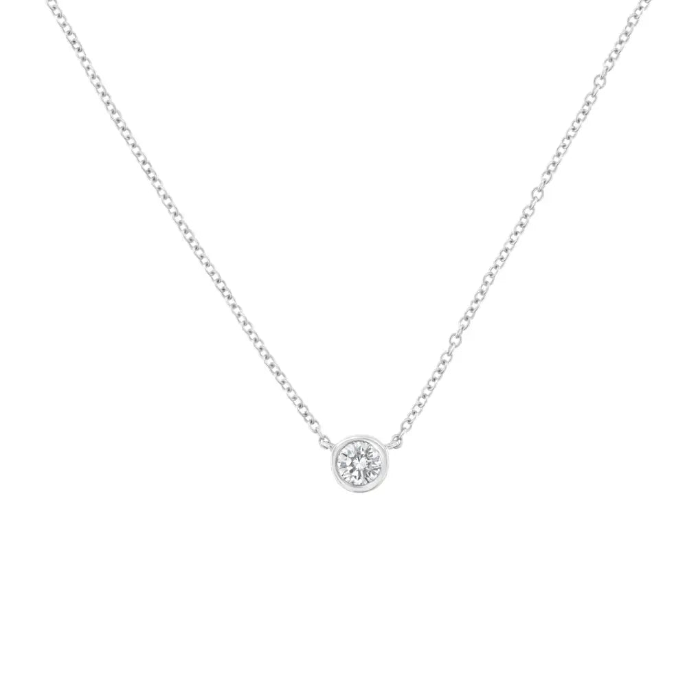 10k Gold 0.16 Carat Diamond Classic Bezel-set Solitaire Pendant Necklace with 16’’-18’’ Adjustable Chain (h-i