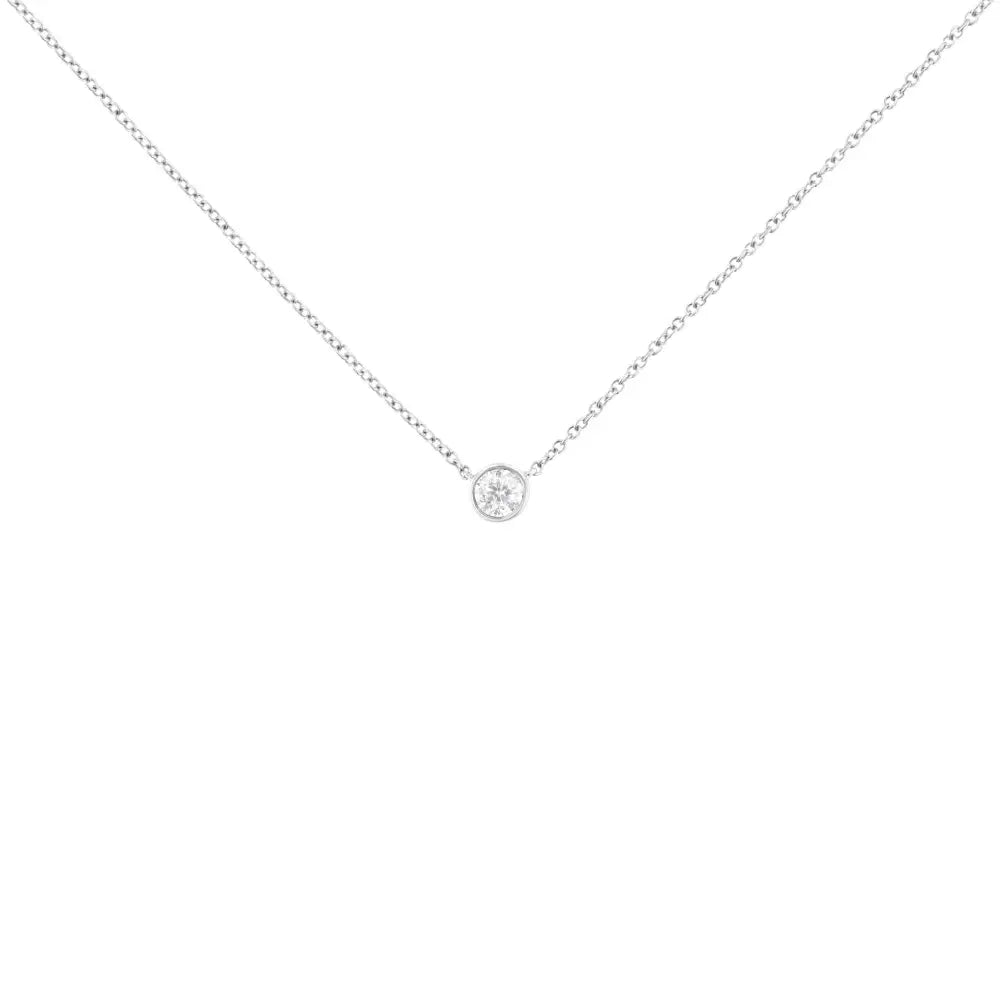 10k Gold 0.25 Carat Diamond Classic Bezel-set Solitaire Pendant Necklace with 16’’-18’’ Adjustable Chain (h-i