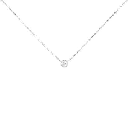 10k Gold 0.25 Carat Diamond Classic Bezel-set Solitaire Pendant Necklace with 16’’-18’’ Adjustable Chain (h-i