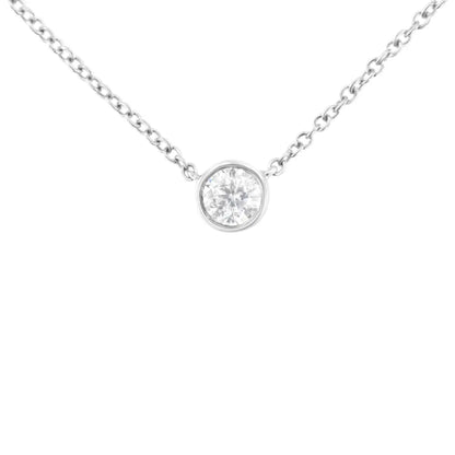 10k Gold 0.25 Carat Diamond Classic Bezel-set Solitaire Pendant Necklace with 16’’-18’’ Adjustable Chain (h-i