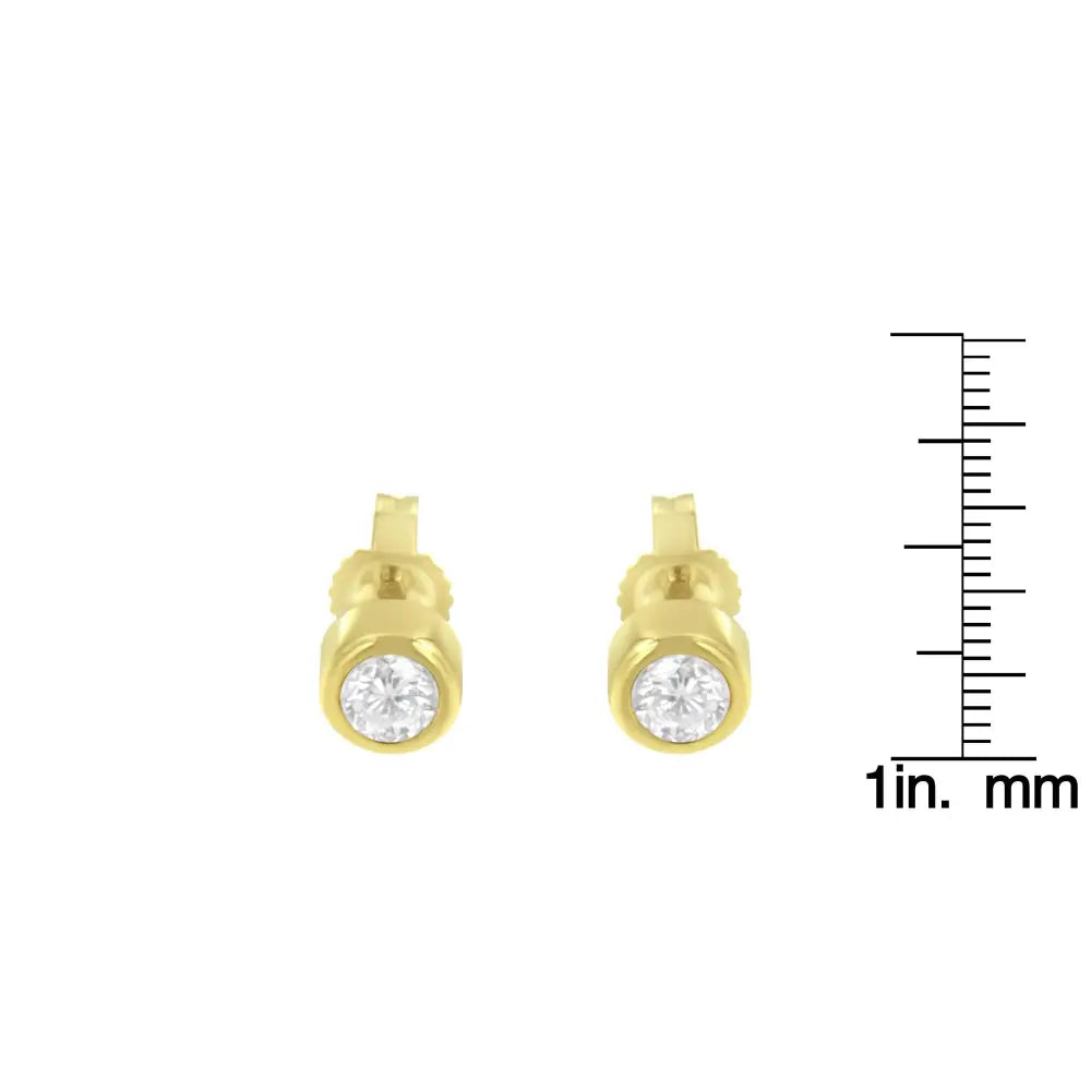 10k Gold 0.30 Cttw Round Brilliant-cut Near Colorless Diamond Bezel-set Stud Earrings (h-i Color I1-i2 Clarity) - Fine