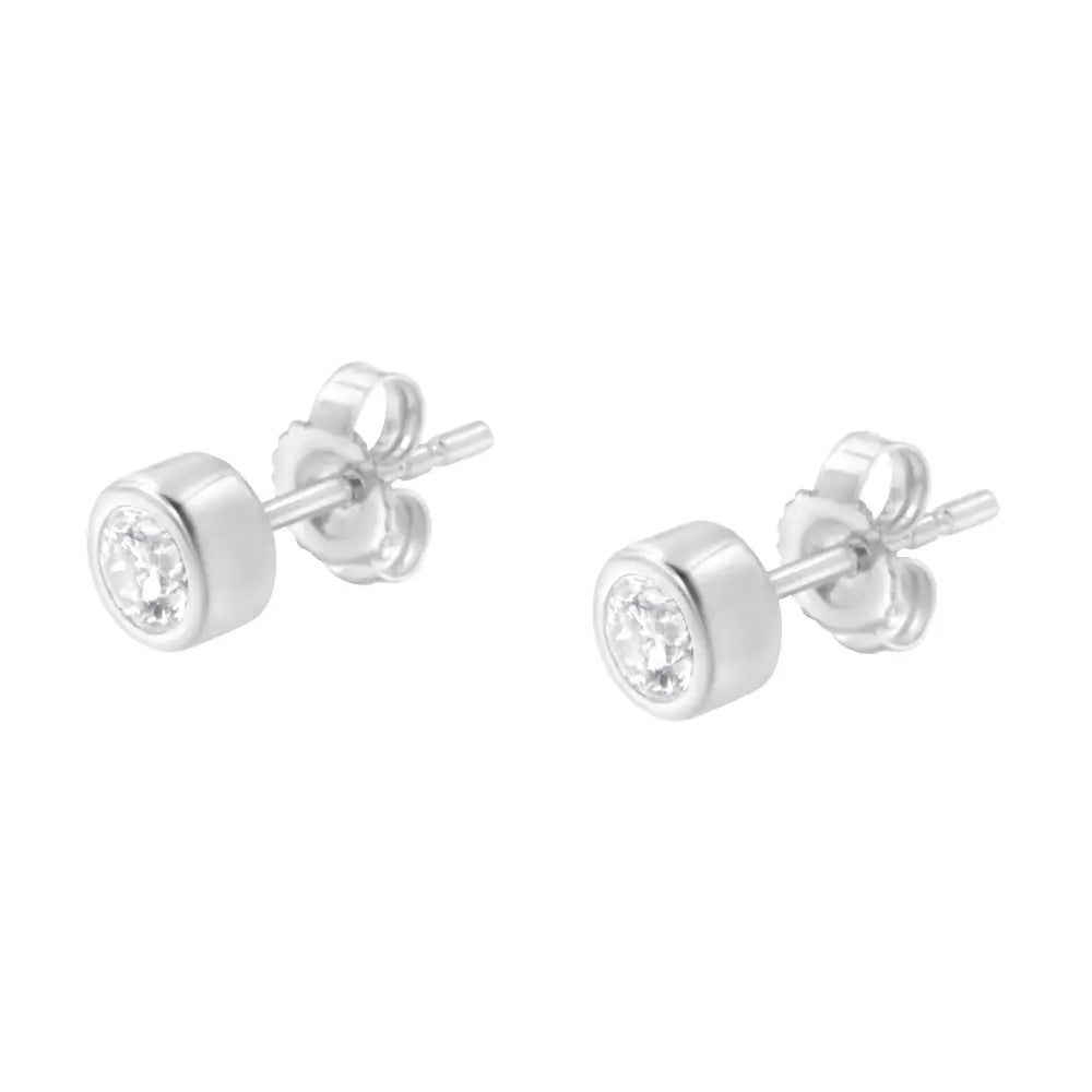 10k Gold 0.30 Cttw Round Brilliant-cut Near Colorless Diamond Bezel-set Stud Earrings (h-i Color I1-i2 Clarity) - Fine