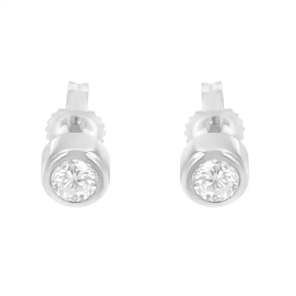 10k Gold 0.30 Cttw Round Brilliant-cut Near Colorless Diamond Bezel-set Stud Earrings (h-i Color I1-i2 Clarity) - Fine