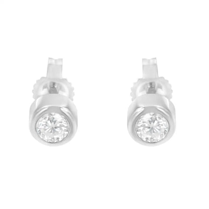 10k Gold 0.30 Cttw Round Brilliant-cut Near Colorless Diamond Bezel-set Stud Earrings (h-i Color I1-i2 Clarity) - Fine