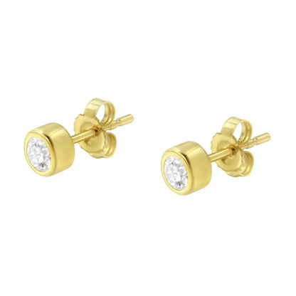 10k Gold 0.30 Cttw Round Brilliant-cut Near Colorless Diamond Bezel-set Stud Earrings (h-i Color I1-i2 Clarity) - Fine