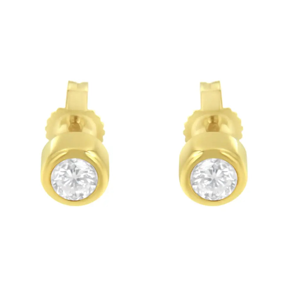 10k Gold 0.30 Cttw Round Brilliant-cut Near Colorless Diamond Bezel-set Stud Earrings (h-i Color I1-i2 Clarity) - Fine