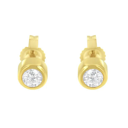 10k Gold 0.30 Cttw Round Brilliant-cut Near Colorless Diamond Bezel-set Stud Earrings (h-i Color I1-i2 Clarity) - Fine