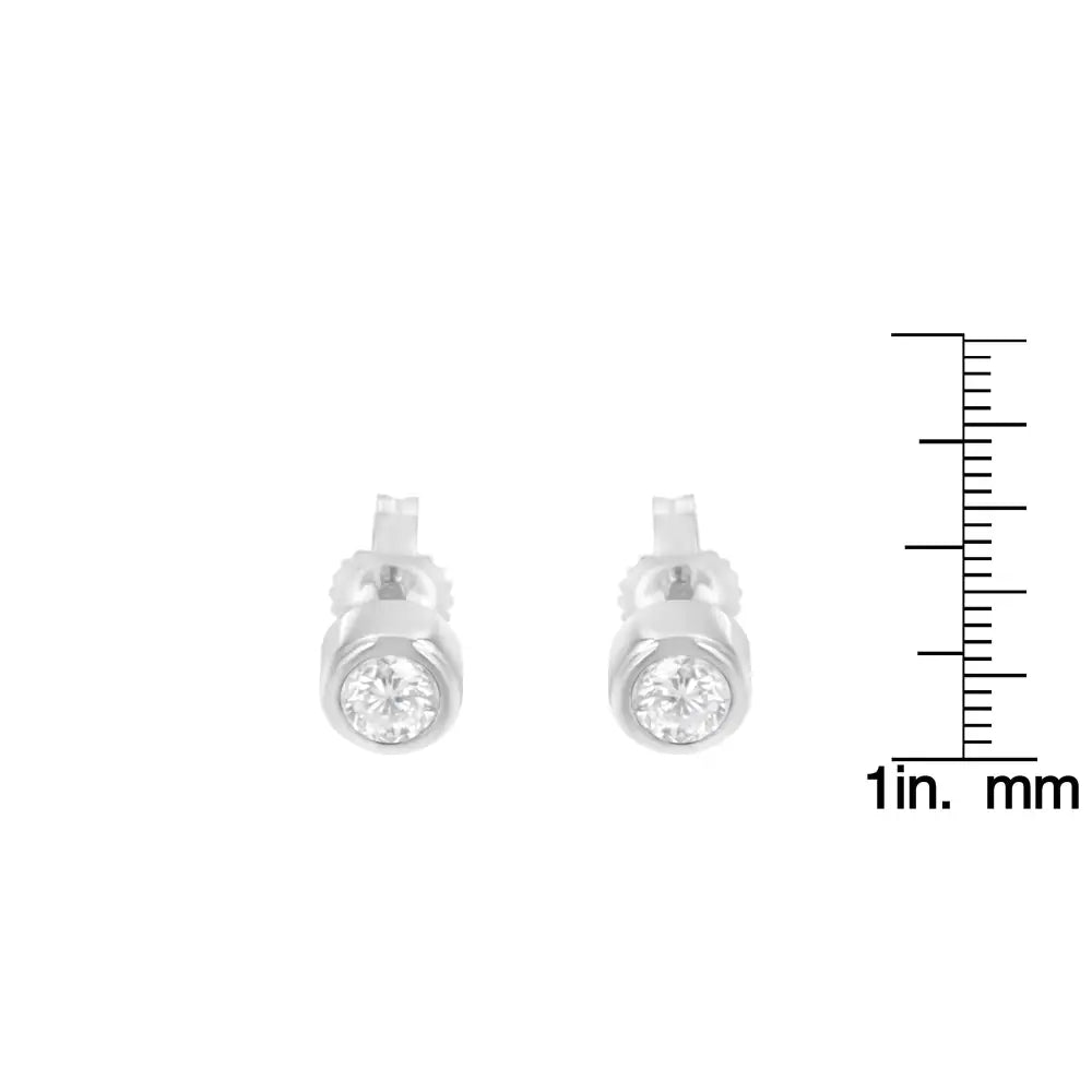 10k Gold 0.30 Cttw Round Brilliant-cut Near Colorless Diamond Bezel-set Stud Earrings (h-i Color I1-i2 Clarity) - Fine