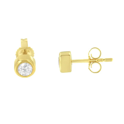 10k Gold 0.30 Cttw Round Brilliant-cut Near Colorless Diamond Bezel-set Stud Earrings (h-i Color I1-i2 Clarity) - Fine