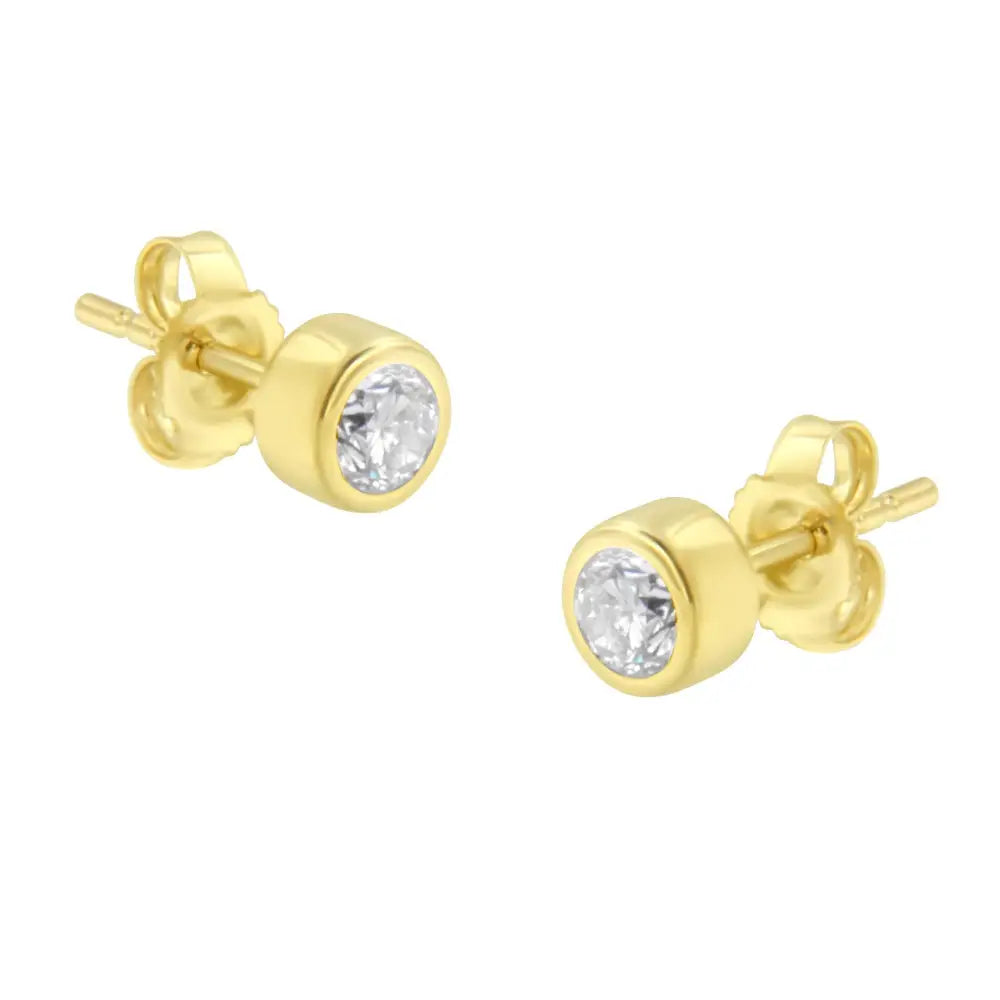 10k Gold 0.30 Cttw Round Brilliant-cut Near Colorless Diamond Bezel-set Stud Earrings (h-i Color I1-i2 Clarity) - Fine