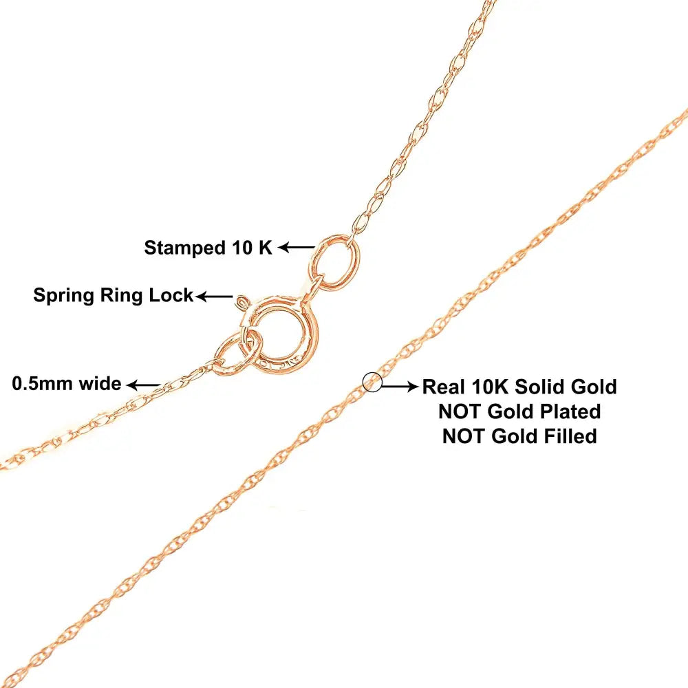 10k Gold 0.5 Mm Slender & Dainty Fine Rope Chain Necklace - Jewelry us Direct