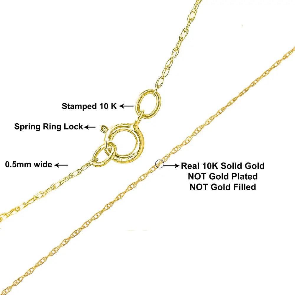 10k Gold 0.5 Mm Slender & Dainty Fine Rope Chain Necklace - Jewelry us Direct